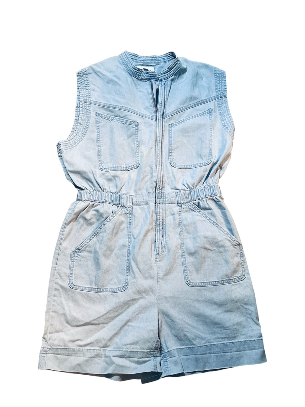Top shop denim shorts romper sz 10 light wash